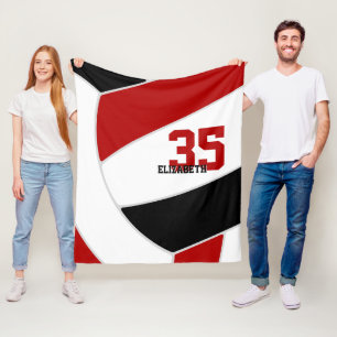 Couverture Polaire couleur rouge et noir de l'équipe volleyball géant