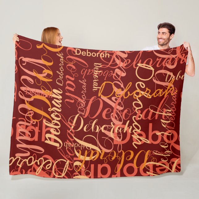 Couverture Polaire Couleur rouge foncé Noms répétés (En situation)