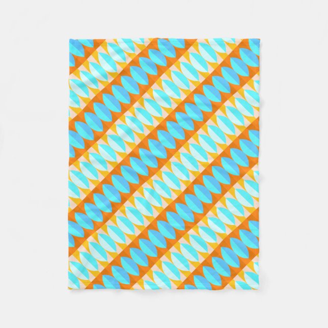 Couverture Polaire Couleur Turquoise Bleu Orange Jaune Motif (Devant)