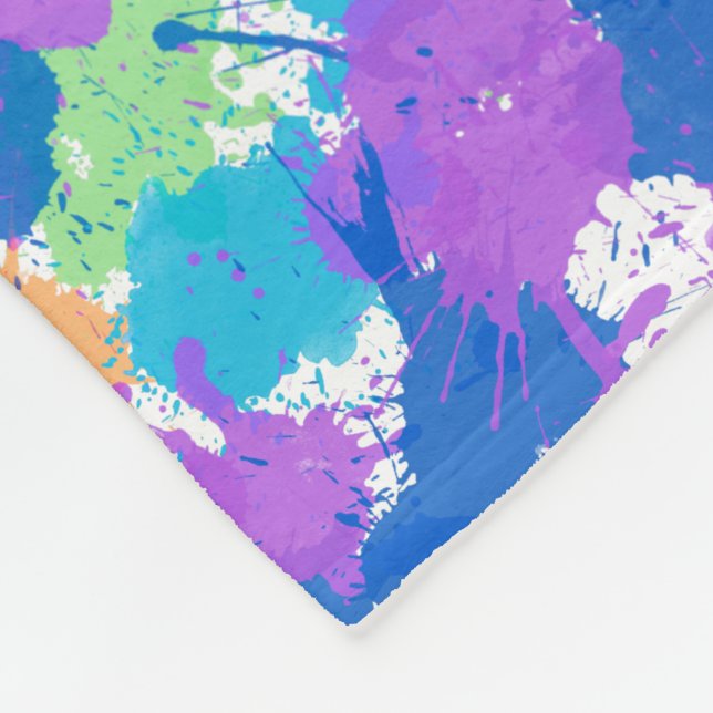 Couverture Polaire Couleurs cool Peinture Abstraite, Blurple (Coin)