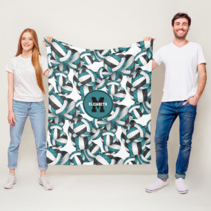 Couverture Polaire Couleurs de club de volley-ball noir turquoise