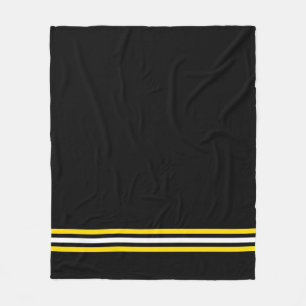 Couverture Polaire Couleurs de l'école Noir Blanc Or Jaune