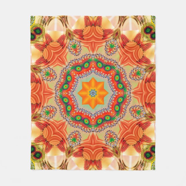 Couverture Polaire Couleurs d'énergie vibrantes : design mandala. (Devant)