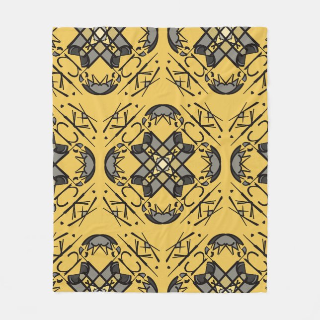 Couverture Polaire Couleurs d'équipe. Noir et or (Devant)