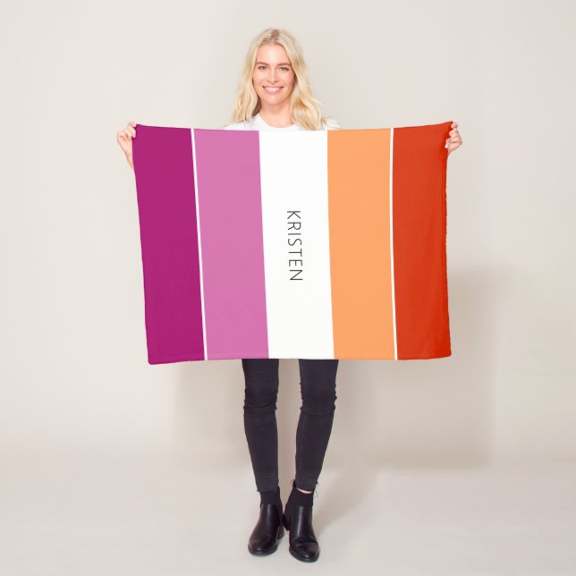 Couverture Polaire Couleurs Drapeau Lesbienne Personnalisées Frappes  (En situation)
