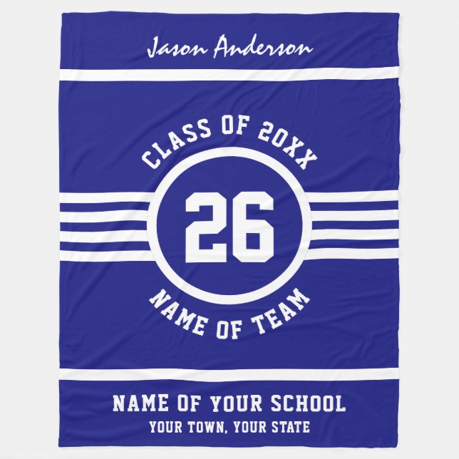 Couverture Polaire Couleurs faites sur commande bleues et blanches (Devant)