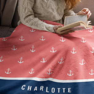 Couverture Polaire Couleurs personnalisées Ajouter un nom Ancre nauti