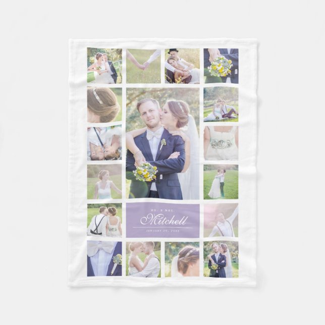 Couverture Polaire Couleurs personnalisées Élégant Script M & Mme Col (Devant)