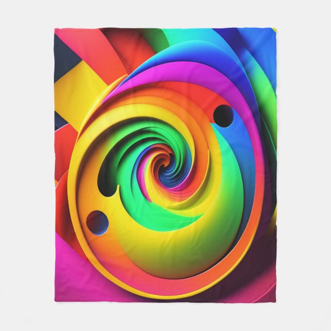 Couverture Polaire Couleurs spirale couleur 3D Abstrait géométrique (Devant)