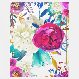 Couverture Polaire Couleurs Vives Floral Moderne Botanique Élégant