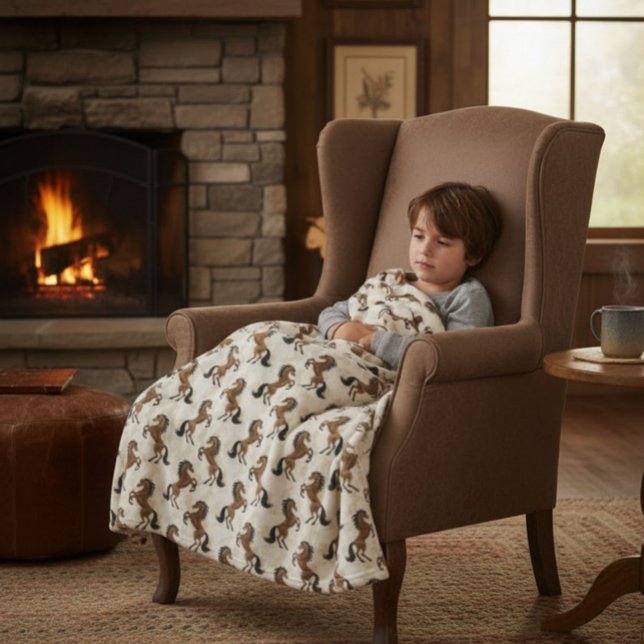 Couverture Polaire Country Brown Horses (Créateur téléchargé)