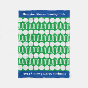 Couverture Polaire Country Club Golf Panier Bleu/Vert Fleece Blanche