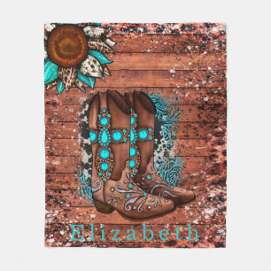 Couverture Polaire Country Western Botte de cowboy et Flower Custom