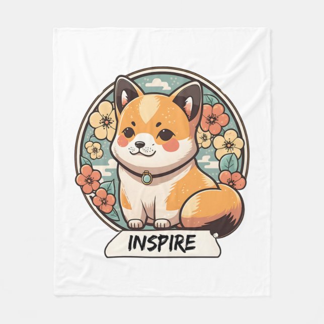 Couverture Polaire Coupe Cute Shiba Inu (Devant)