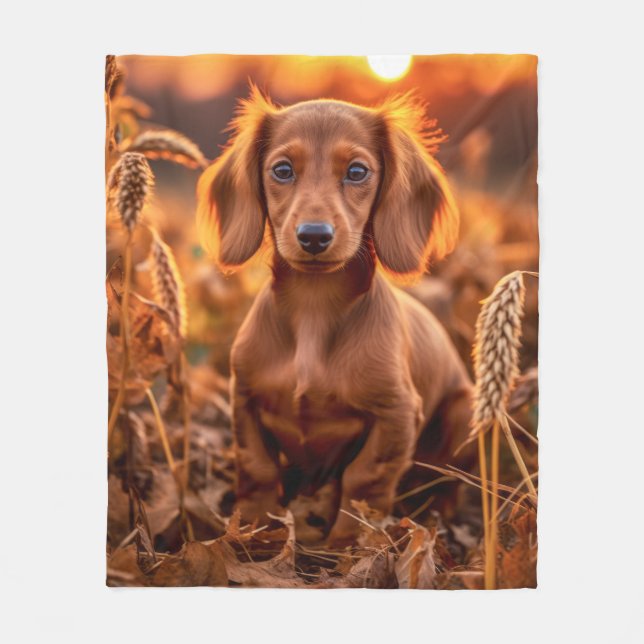 Couverture Polaire Coupe Dachshund d'automne (Devant)