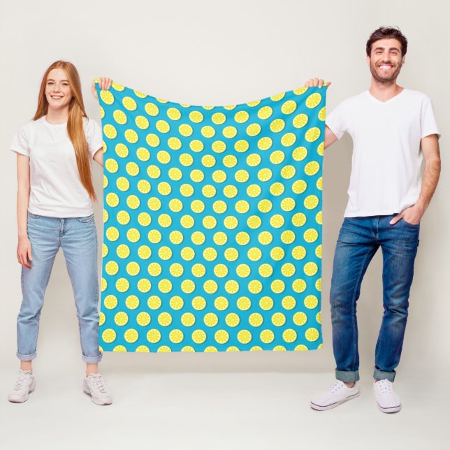 Couverture Polaire Coupe de citron Motif bleu polaire (En situation)