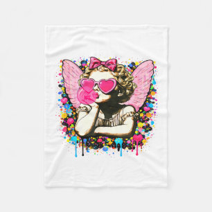 Couverture Polaire Coupe de la Saint-Valentin Cupidon Cœur Ange Amour