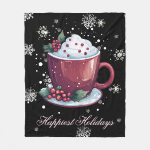 Couverture Polaire Coupe de Noël de chocolat chaud