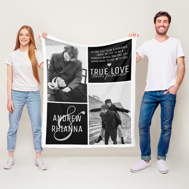 Couverture Polaire Couple Amour Véritable 2 Photo & Citation (En situation)