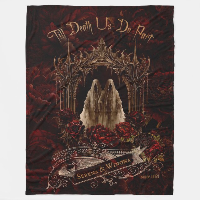 Couverture Polaire Couple gothique Fleur foncée (Devant)