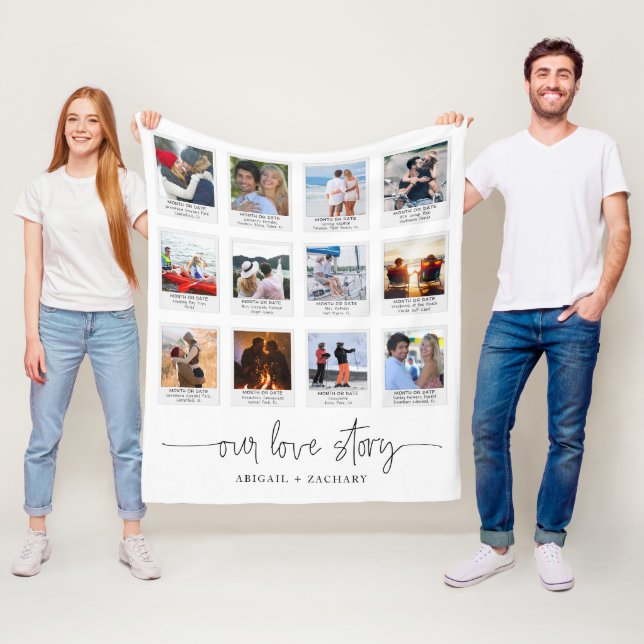 Couverture Polaire Couple Love Story 12 Photo Snapshot Frame (En situation)