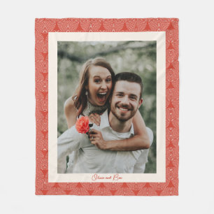 Couverture Polaire Couple photo de Noël à l'arche rouge carmin modern