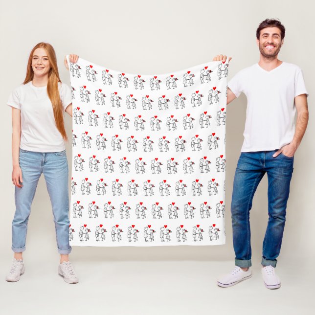 Couverture Polaire Couple romantique Blanche polaire (En situation)