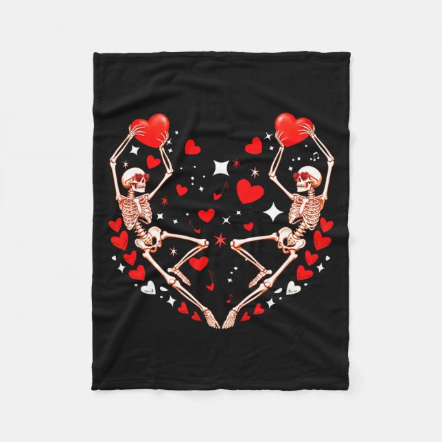 Couverture Polaire Couple Skeletons Sungles Dancing Cute Hearts Valen (Devant)