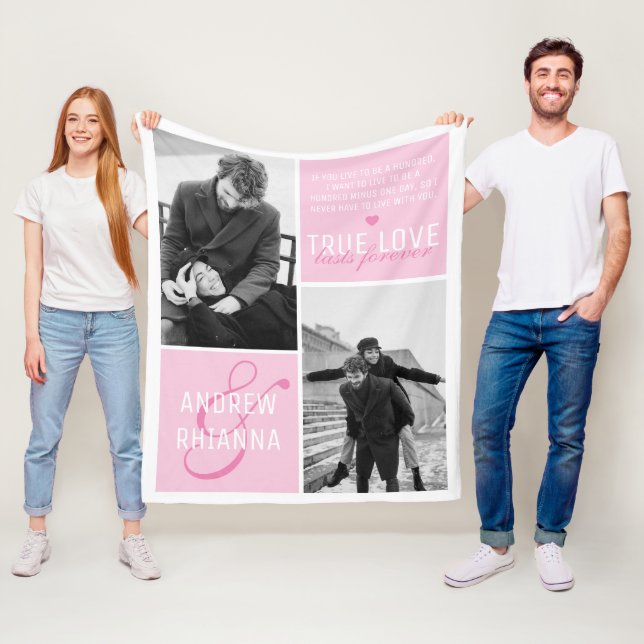 Couverture Polaire Couple True Love 2 Photo & Citation (En situation)