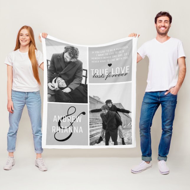 Couverture Polaire Couple True Love 2 Photo & Citation (En situation)