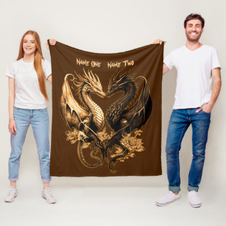 Couverture Polaire Couples Gold Dragons Ajouter des noms 50"x60"
