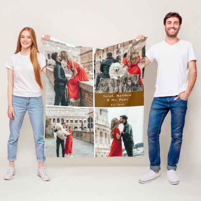 Couverture Polaire Couples modernes 4 Photo Collage (En situation)