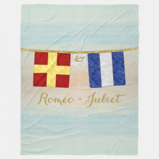 Couverture Polaire Couples Monogramme Signal Maritime Drapeaux Aquare