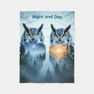 Couverture Polaire Couple's Owl Night and Day Blanket