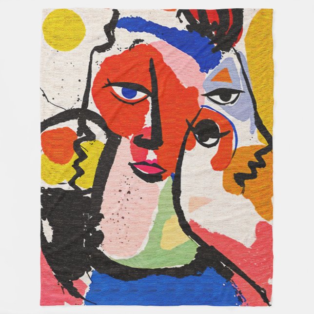 Couverture Polaire Coups de pinceau expressifs Art abstrait de style  (Devant)