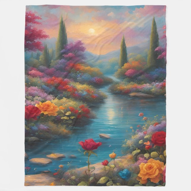 Couverture Polaire "Courant de jardin paradisiaque" (Devant)