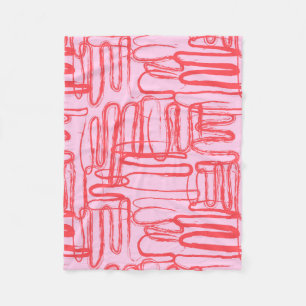 Couverture Polaire Courbe Rose Gribouillis Abstrait Moderne