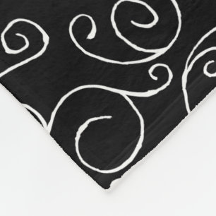 Couverture Polaire Courbes de défilement blanches sur noir