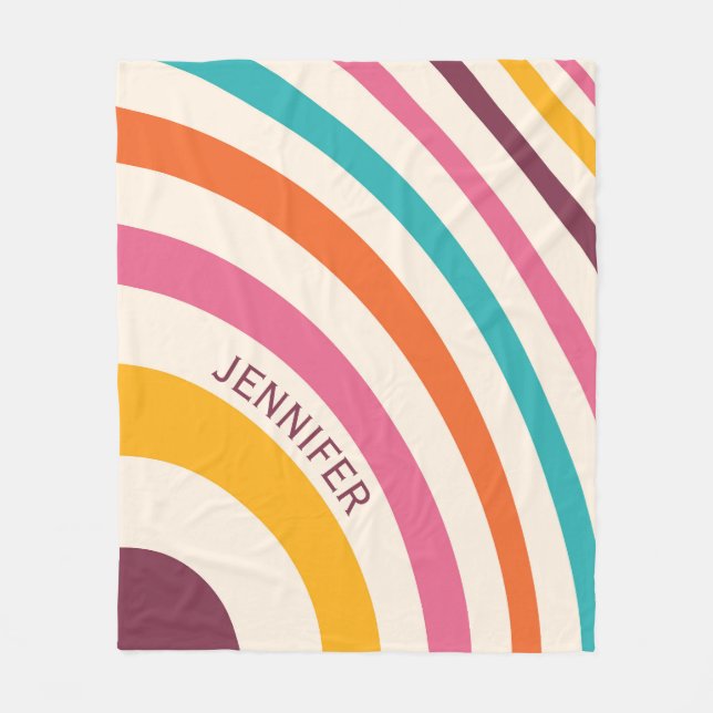 Couverture Polaire Courbes de style rétro coloré (Devant)