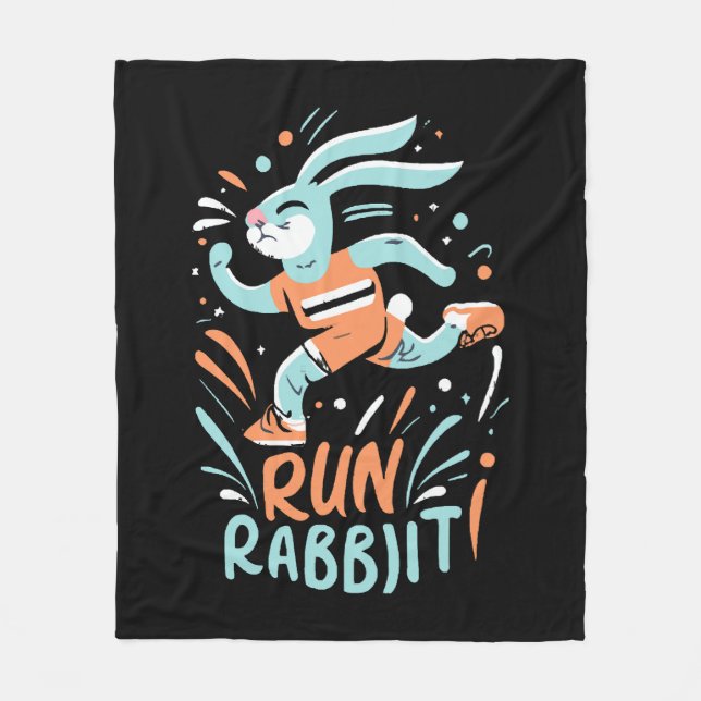 Couverture Polaire courir lapin marathon coureur lapin mignon (Devant)