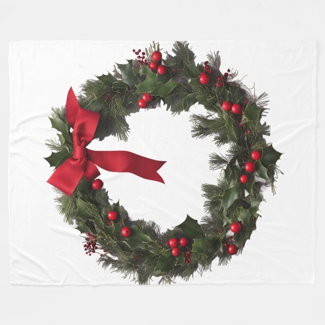Couverture Polaire Couronne de Noël Plaid en polaire (Devant (Horizontal))