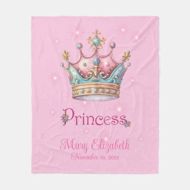 Couverture Polaire Couronne de princesse rose mignonne  (Devant)