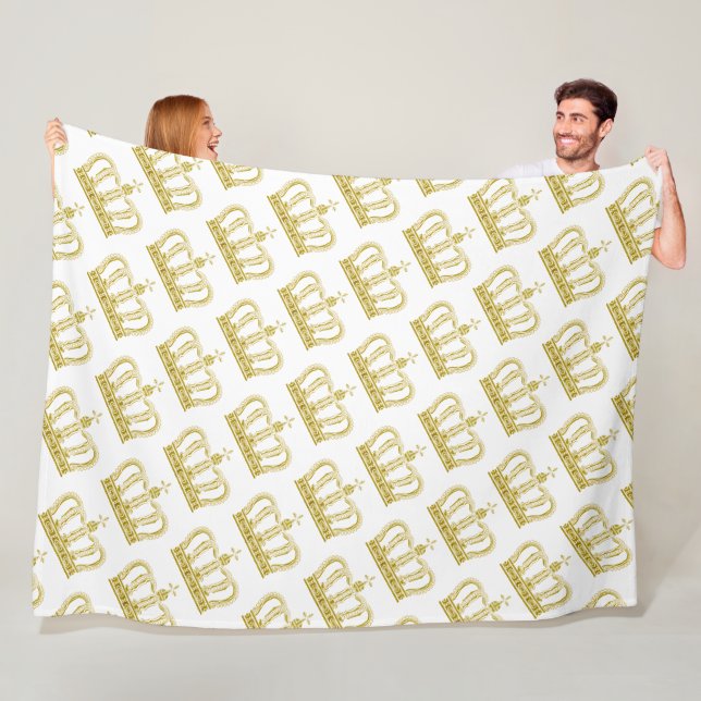Couverture Polaire Couronne d'or - luxe royal (En situation)
