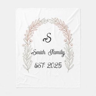 Couverture Polaire Couronne florale Mariage Nom de famille personnali