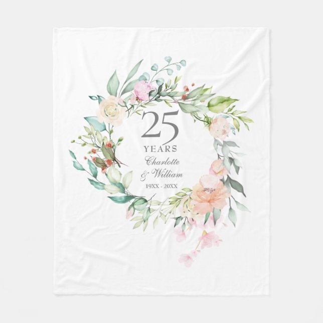 Couverture Polaire Couronne florale pour les 25 ans d'anniversaire de (Devant)