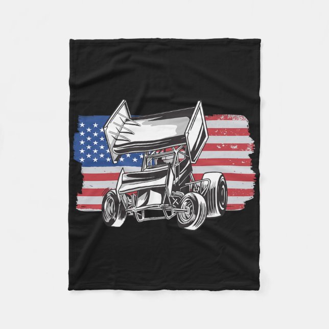 Couverture Polaire Course de Sprint Car Drapeau Usa  (Devant)