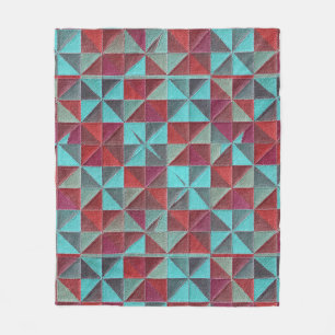 Couverture Polaire courtepoint rouge, sarcelle, violet et gris