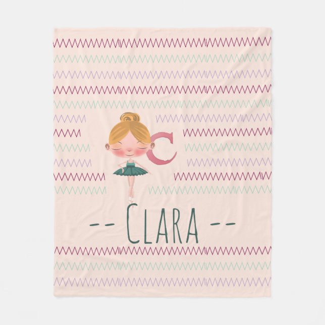 Couverture Polaire Coussin Blush Rose Ballerine Monogramme C (Devant)