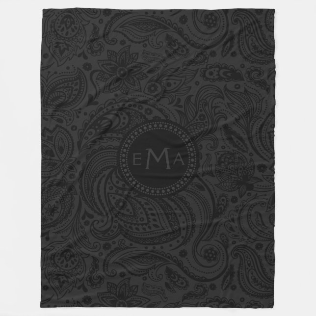 Couverture Polaire Coussin noir et gris foncé (Devant)