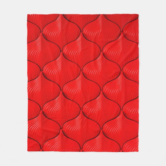 Couverture Polaire Coussin rouge texture cuir (Devant)